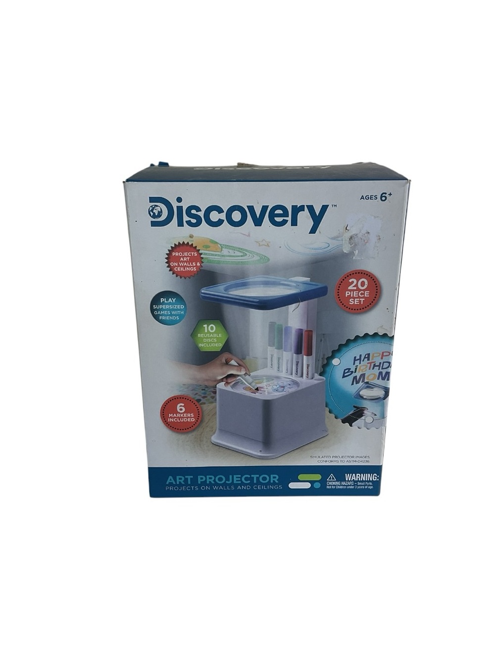 Discovery Art Projector Kids Drawing & Tracing Set 10 Discs 5 Markers Tested Wor
